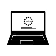 Laptop with pointer or cursor icon isolated