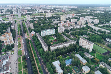Aerial Townscape of Saint Petersburg City. Kalininsky District