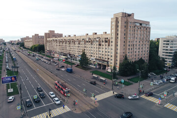 Obraz premium Aerial Townscape of Saint Petersburg City. Kalininsky District