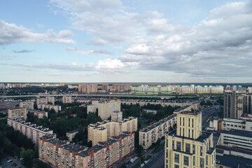 Aerial Townscape of Saint Petersburg City. Kalininsky District