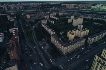 Fototapeta premium Aerial Townscape of Saint Petersburg City. Kalininsky District