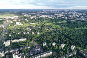 Aerial Townscape of Saint Petersburg City. Kalininsky District