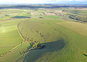 Aerial view of the fields at Monks Down in Wiltshire