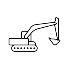 excavator icon with line or outline style. vehicle or transport icon stock on white background