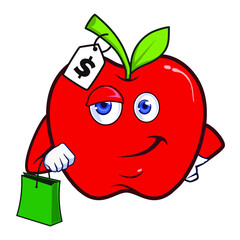 apple fruit mascot cartoon in vector