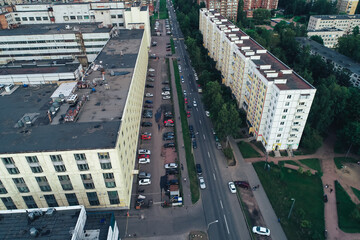 Aerial Townscape of Saint Petersburg City. Kalininsky District