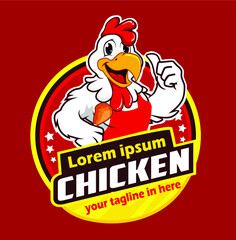 chicken mascot cartoon in vector