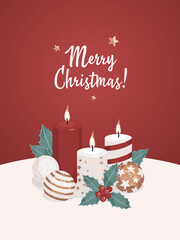 christmas concept with candles and christmas decorations