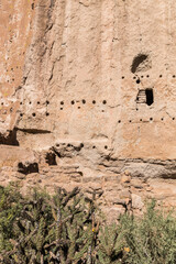 Remains of Ancient Puebloan Cave Dwellings, Bandelier National Monument, New Mexico, USA