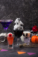 Set of various Halloween drinks