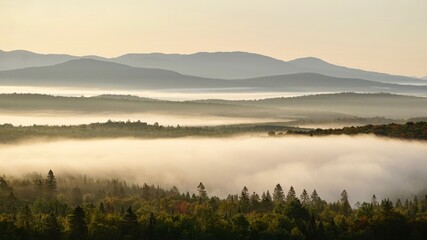 Fototapeta na wymiar morning mist over the mountains