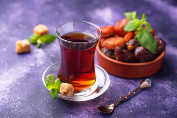 Turkish tea with dried fruits