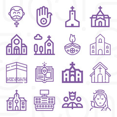 Fototapeta premium 16 pack of congregation lineal web icons set