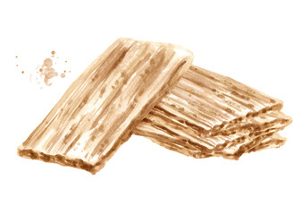 Crispbreads. Watercolor hand drawn illustration, isolated on white background
