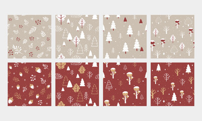 Red Christmas Tree Pattern Background for Gift Wrap