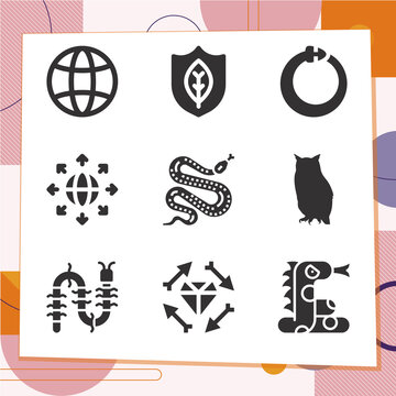 Simple set of 9 icons related to species