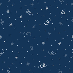 Obraz na płótnie Canvas Seamless pattern with confettis, stars and dots. Vector background. 