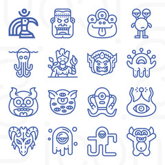 16 pack of mythical  lineal web icons set