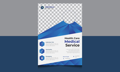 Corporate healthcare and medical blue gradient flyer design template.