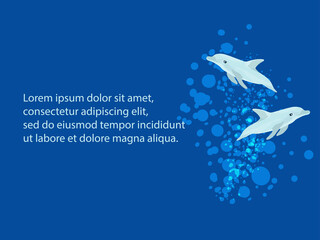 vector illustration of dolphins in the ocean. flat style illustration. element for design. space for text.