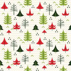 Merry Christmas. Simple seamless patterns with Christmas trees.