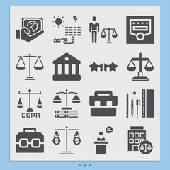 Simple set of jury related filled icons.