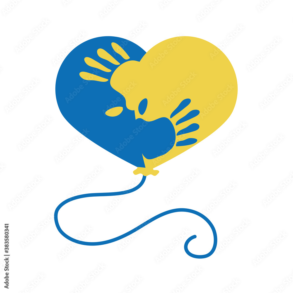 Canvas Prints world down syndrome day, balloon shaped heart with hands flat style