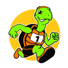 turtle runner mascot cartoon