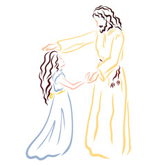 Jesus the Savior Blesses or Heals the Girl