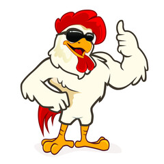 chicken mascot cartoon in vector