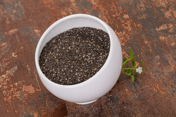 Dietary Chia seeds in the bowl