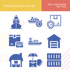 Simple set of loading related filled icons.