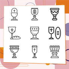 Simple set of 9 icons related to goblet © Nana