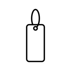 Fototapeta premium Blank black paper price tag. label icon with cord on white background