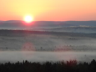 A sunrise over the Appalachians on an autumn morning