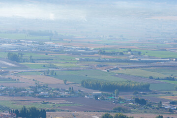Fototapeta na wymiar View of the plain of Granada in the morning from the viewpoint of the Ermita de los Tres Juanes de Atarfe