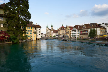 Fototapeta na wymiar Luzern Switzerland Tourism Sightseen cityscape 