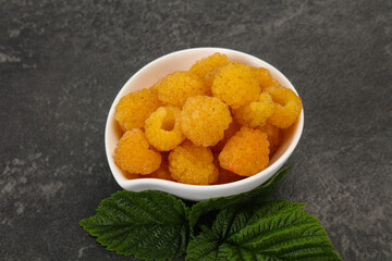 Sweet ripe tasty yellow raspberry
