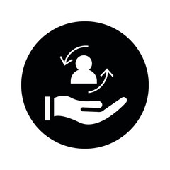 hand and human Customer care icon. Customer Retention Patient assistance icon. Service support. Safety pictogram. Icon, care, customer, retention, patient, client, help, consumer, vector