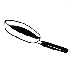 Pan. Kitchenware. Single doodle vector illustration. Hand drawn.