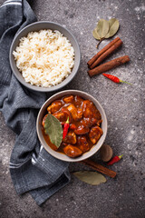 Curry chicken tikka masala with rice