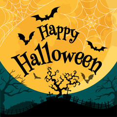 Halloween banner In Spooky Night - Happy Halloween vector. halloween pattern easy to color adjustment