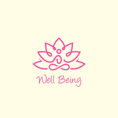 Yoga Meditation Logo Design Symbol Template Flat Style Vector Illustration	