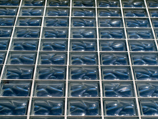 Wall made with glass square bricks