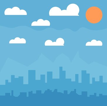 Abstract sity on a blue background. vector