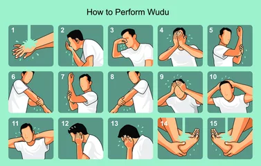 Fotobehang How to perform wudu in Islam © Ariyadi