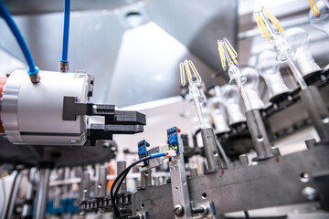 Smart factory car manufacturer automated production plant with robot hand. Concept future industry 4.0