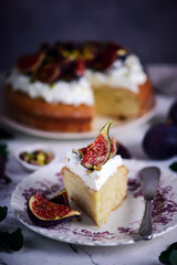 Figs cake with fresh cream frosting..style vintage