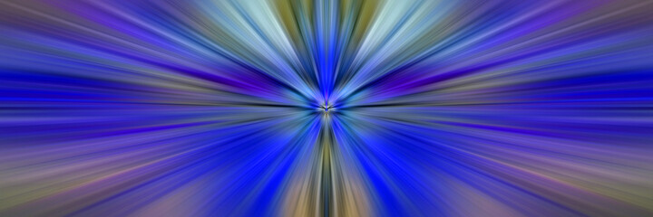 Abstract blue background. Bright flash of light. Light explosion from central point. Holy magic glow. Sparkling Rays of Light.