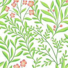 Vector floral seamless pattern. Hand drawn flowers illustration. Repeatable background.